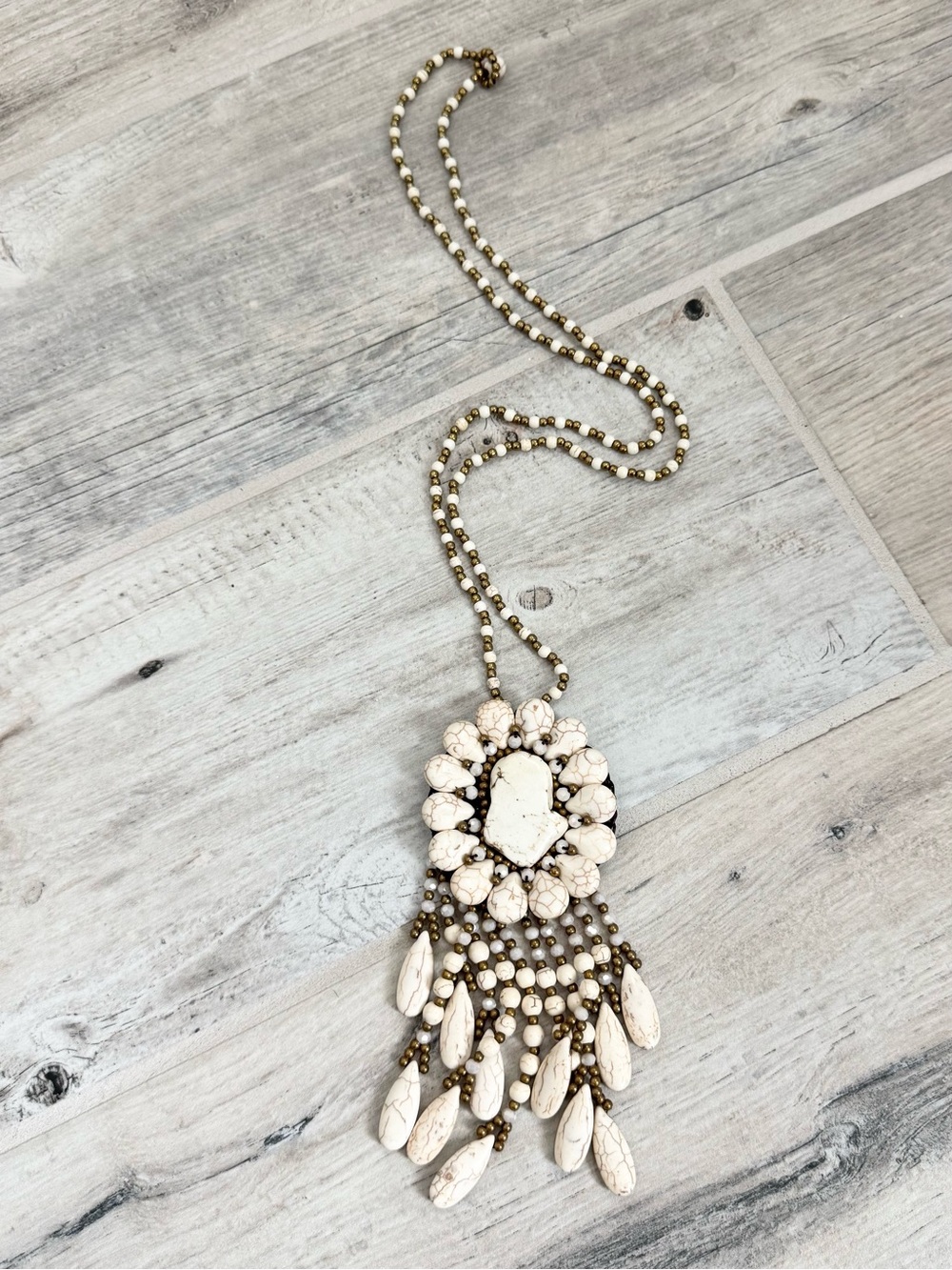 Neiman Marcus Marble Stone Medallion Necklace